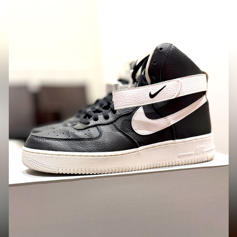 Black and White AF1 High-Top Sneakers